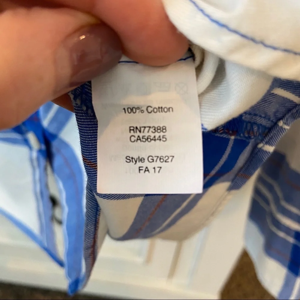 J. Crew Blue and White Plaid Long Sleeve Top. Size Small. EUC